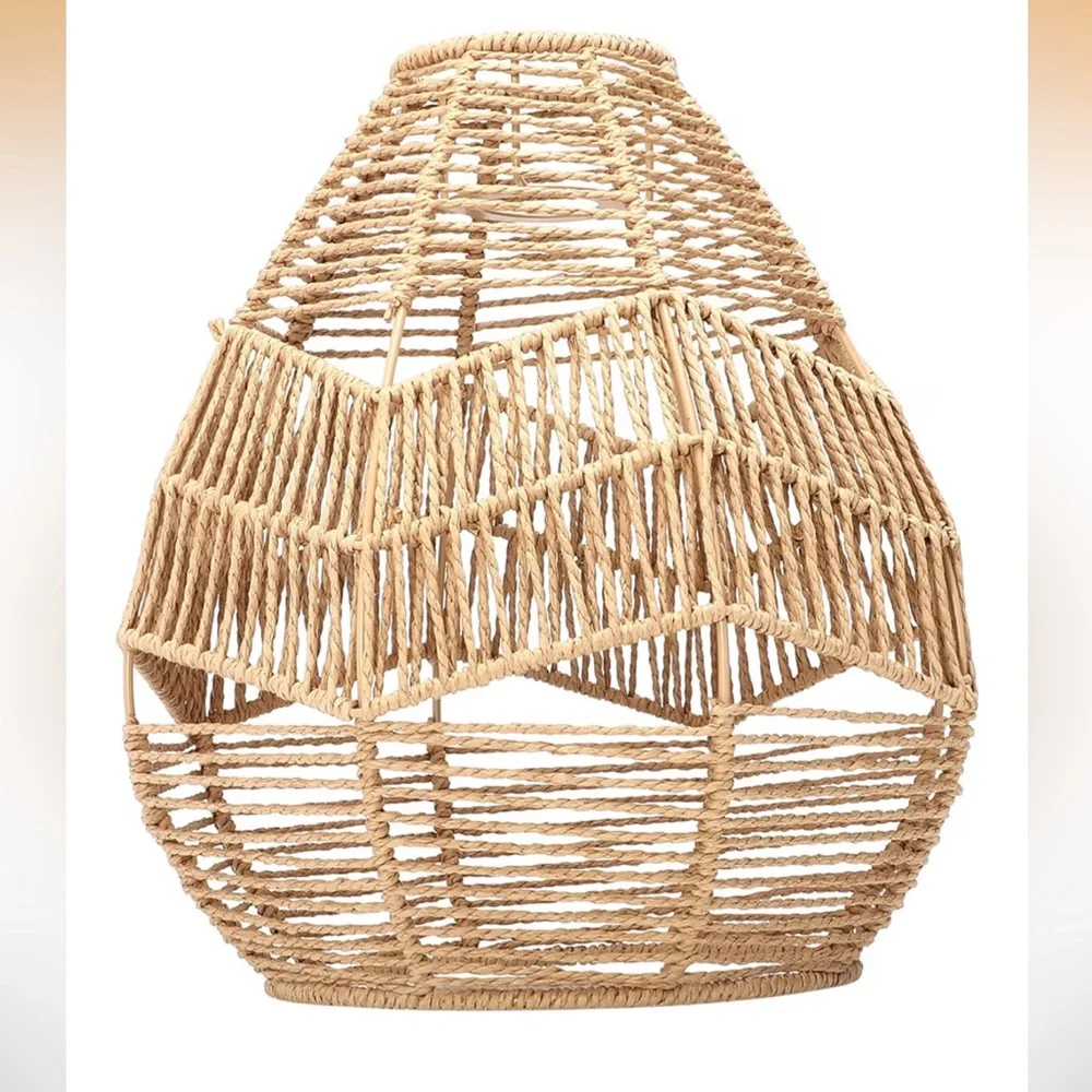 Handwoven Jute Lantern Shade - Natural Brown